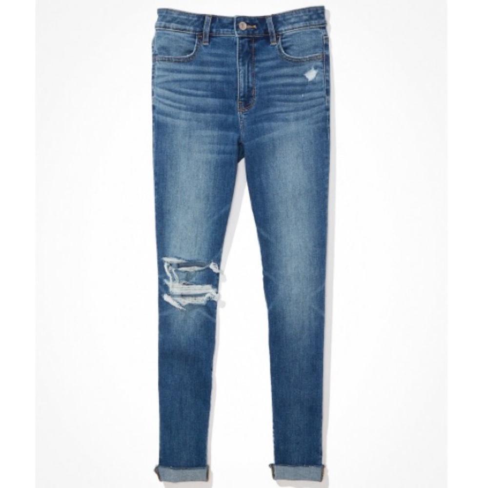 American Eagle Outfitters Blue Distressed Jeggings